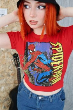 y2k spiderman crop top & 038 crewneck shirt unisex superhero tees 5250