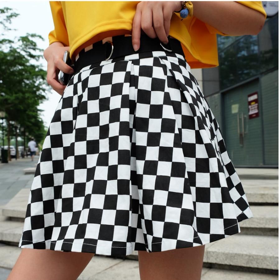 Gen Z K-POP Streetwear Checkered Skirt for Y2K Fashion